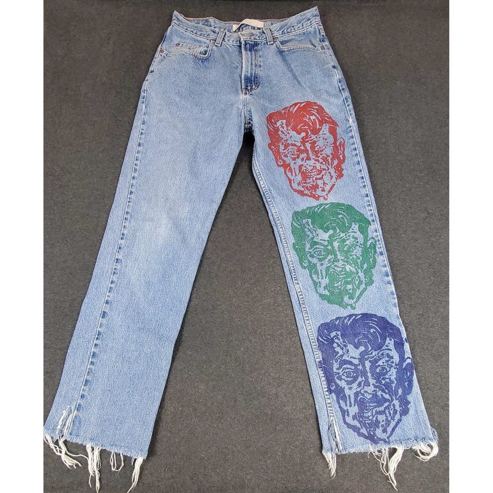 Vintage Gap Made in USA Graphic Print Distressed Loose Jeans Y2K 32x36 (30x30)